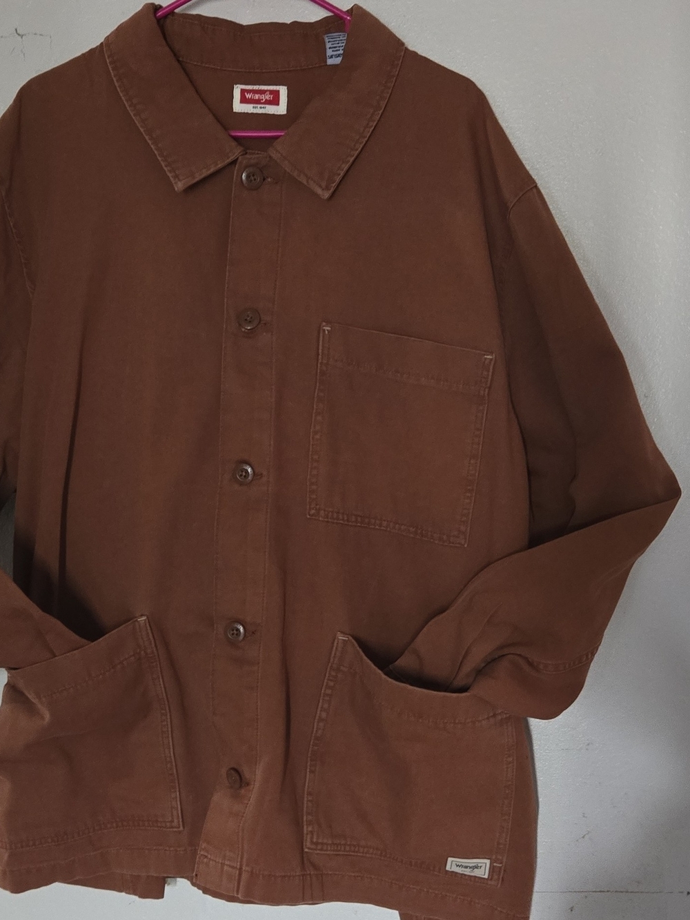 Wrangler Rust Brown Work Jacket Front Button Pocket Jacket